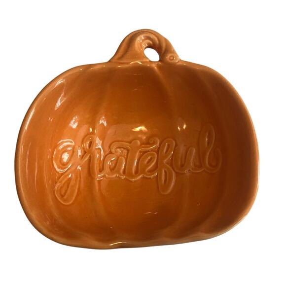 Pumpkin Dish Grateful Robert Stanley Candy Nuts Fall Thanksgiving Small - Picture 1 of 5